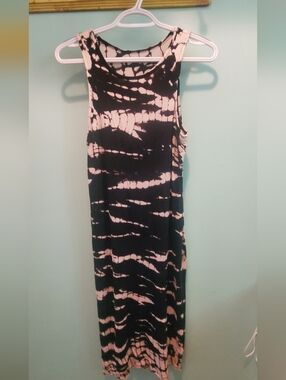 Black & Beige Tank Midi Dress